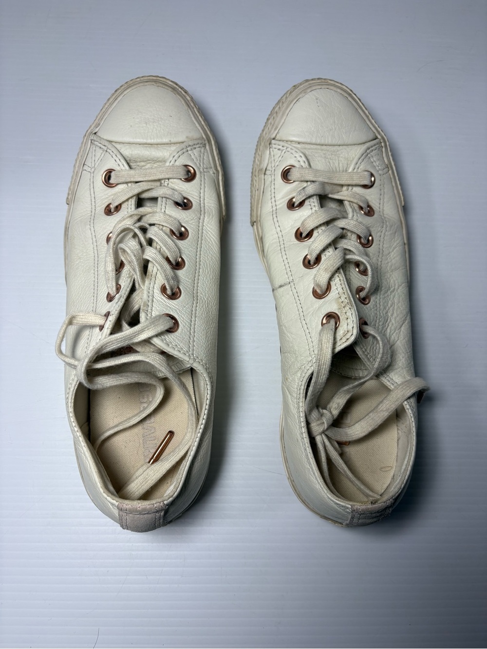 Converse Women's Off-White Leather with Rose Gold Eyelets